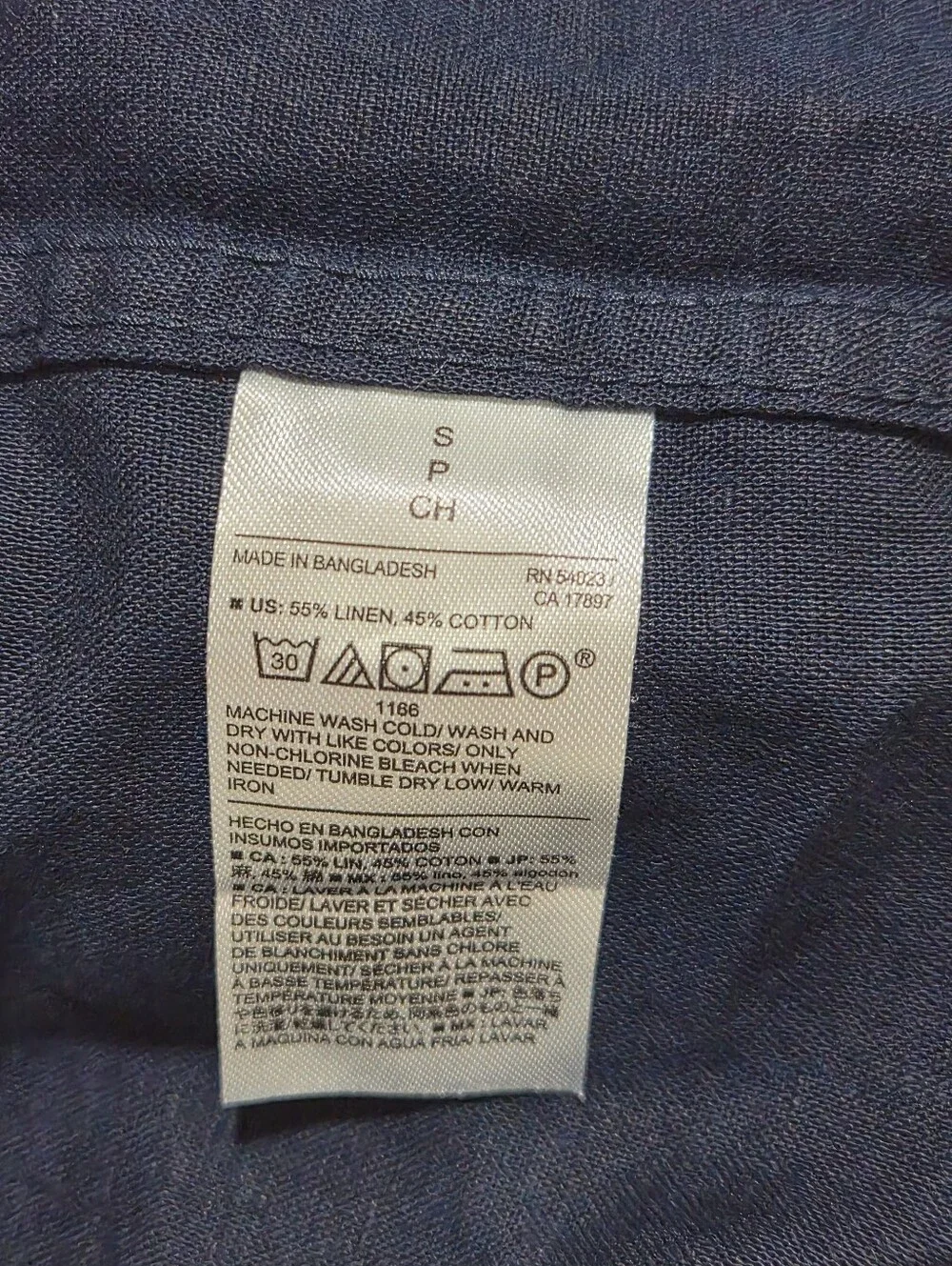 Banana Republic Standard Linen Blend Short Sleeve Shirt Navy Men’s Small NWT